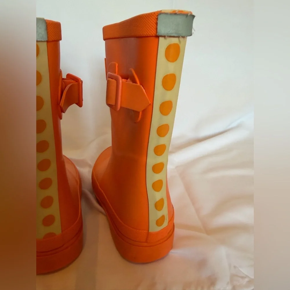 Joules Vibrant Orange Waterproof Boots, Size 12